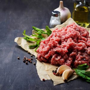 Raw minced meat with olive oil and garlic